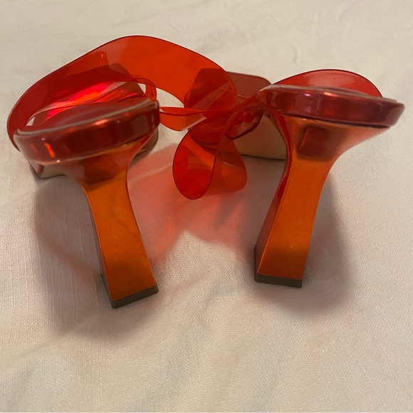 VIVIANLY Clear Pointed Toe Sandals Stiletto Heels Transparent Strap High Heels - Picture 8 of 9